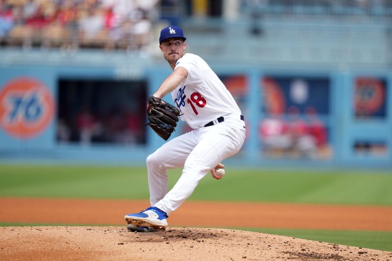 Jul 30, 2023; Los Angeles, California, USA; Los Angeles Dodgers starting pitcher Michael Grove (78) throws in the third inning against the Cincinnati Reds at Dodger Stadium. Mandatory Credit: Kirby Lee-USA TODAY Sports