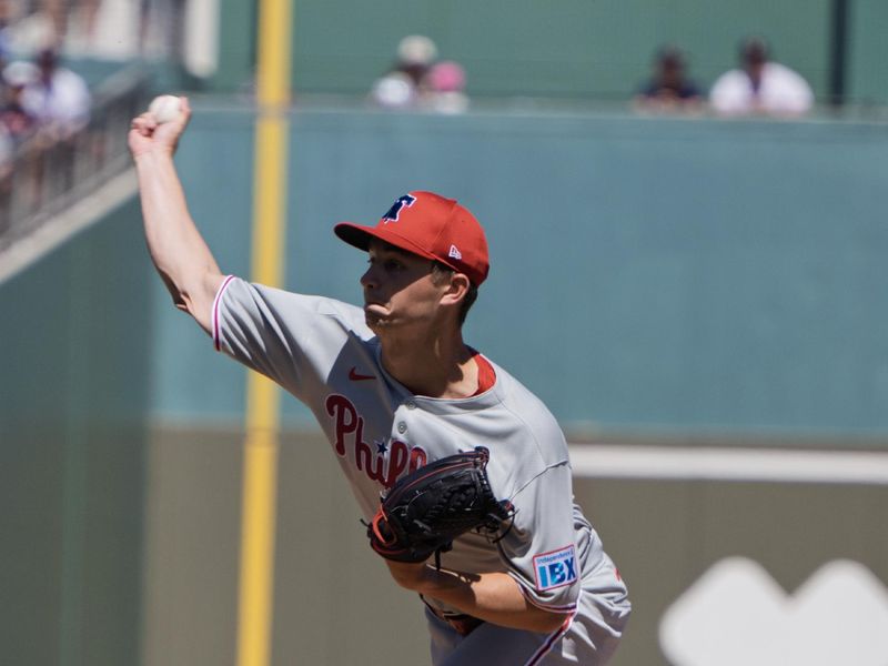 Mar 11, 2025; Fort Myers, Florida, USA; Phillies pitcher Mick Abel (73) in the first inning of their game with the Boston Red Sox at JetBlue Park at Fenway South. Mandatory Credit: Chris Tilley-Imagn Images
