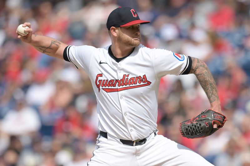 Jun 1, 2024; Cleveland, Ohio, USA; Cleveland Guardians starting pitcher Ben Lively (39) throws a pitch during the first inning against the Washington Nationals at Progressive Field. Mandatory Credit: Ken Blaze-USA TODAY Sports