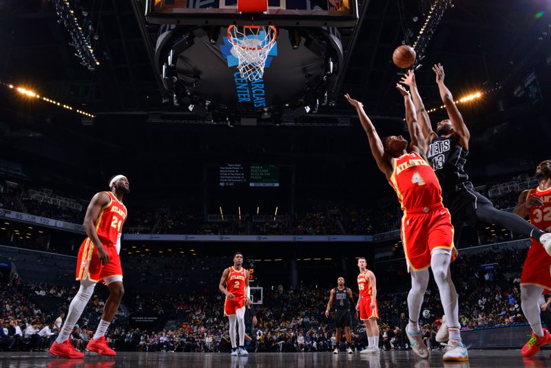 BROOKLYN, NY - FEBRUARY 29: Keita Bates-Diop #13 of the Brooklyn Nets drives to the basket during the game against the Brooklyn Nets on February 29, 2024 at Barclays Center in Brooklyn, New York. NOTE TO USER: User expressly acknowledges and agrees that, by downloading and or using this Photograph, user is consenting to the terms and conditions of the Getty Images License Agreement. Mandatory Copyright Notice: Copyright 2024 NBAE (Photo by Jesse D. Garrabrant/NBAE via Getty Images)