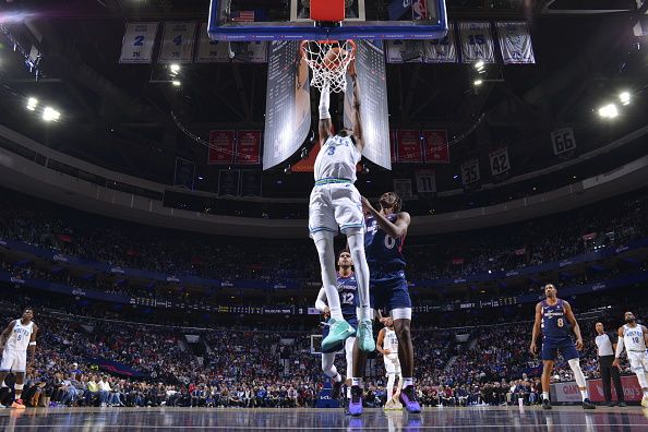 PHILADELPHIA, PA - DECEMBER 20: Jaden McDaniels #3 of the Minnesota Timberwolves drives to the basket during the game against the Philadelphia 76ers on December 20, 2023 at the Wells Fargo Center in Philadelphia, Pennsylvania NOTE TO USER: User expressly acknowledges and agrees that, by downloading and/or using this Photograph, user is consenting to the terms and conditions of the Getty Images License Agreement. Mandatory Copyright Notice: Copyright 2023 NBAE (Photo by Jesse D. Garrabrant/NBAE via Getty Images)