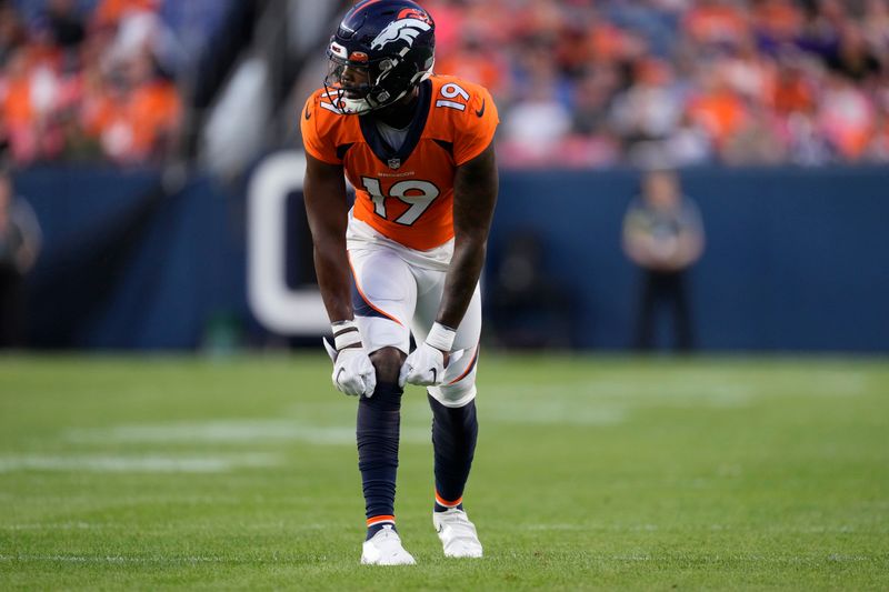 Denver Broncos wide receiver Seth Williams (19) during an NFL preseason football game, Aug. 27, 2022, in Denver. (AP Photo/David Zalubowski)