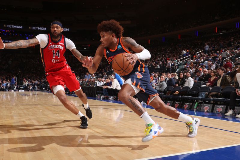 NEW YORK, NY - FEBRUARY 27:  Miles McBride #2 of the New York Knicks goes to the basket during the game on February 27, 2024 at Madison Square Garden in New York City, New York.  NOTE TO USER: User expressly acknowledges and agrees that, by downloading and or using this photograph, User is consenting to the terms and conditions of the Getty Images License Agreement. Mandatory Copyright Notice: Copyright 2024 NBAE  (Photo by Nathaniel S. Butler/NBAE via Getty Images)