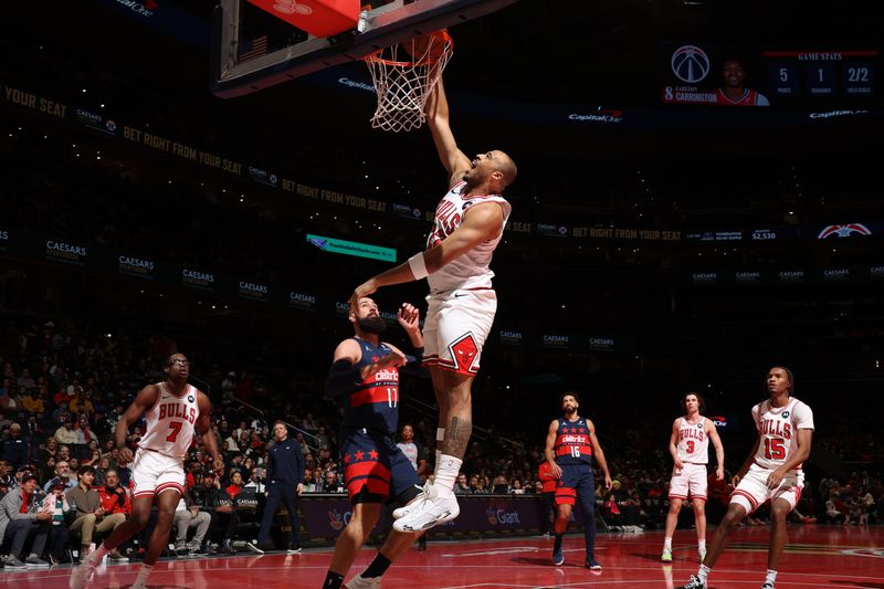 WASHINGTON, DC -? NOVEMBER 26: Talen Horton-Tucker #22 of the Chicago Bulls dunks the ball during the game against the Washington Wizards during the Emirates NBA Cup game on November 26, 2024 at Capital One Arena in Washington, DC. NOTE TO USER: User expressly acknowledges and agrees that, by downloading and or using this Photograph, user is consenting to the terms and conditions of the Getty Images License Agreement. Mandatory Copyright Notice: Copyright 2024 NBAE (Photo by Stephen Gosling/NBAE via Getty Images)