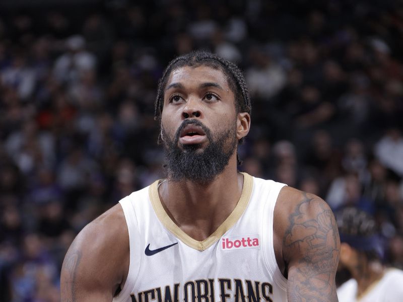 SACRAMENTO, CA - JANUARY 7:  Naji Marshall #8 of the New Orleans Pelicans shoots a free throw during the game on January 7, 2024 at Golden 1 Center in Sacramento, California. NOTE TO USER: User expressly acknowledges and agrees that, by downloading and or using this Photograph, user is consenting to the terms and conditions of the Getty Images License Agreement. Mandatory Copyright Notice: Copyright 2024 NBAE (Photo by Rocky Widner/NBAE via Getty Images)