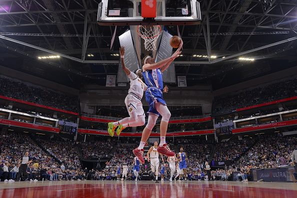 SACRAMENTO, CA - DECEMBER 2: Kevin Huerter #9 of the Sacramento Kings shoots the ball during the game against the Denver Nuggets on December 2, 2023 at Golden 1 Center in Sacramento, California. NOTE TO USER: User expressly acknowledges and agrees that, by downloading and or using this Photograph, user is consenting to the terms and conditions of the Getty Images License Agreement. Mandatory Copyright Notice: Copyright 2023 NBAE (Photo by Rocky Widner/NBAE via Getty Images)