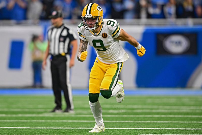 Green Bay Packers wide receiver Christian Watson runs a route during the first half of an NFL football game against the Detroit Lions, Thursday, Nov. 23, 2023, in Detroit. The Packers won 29-22. (AP Photo/David Dermer)