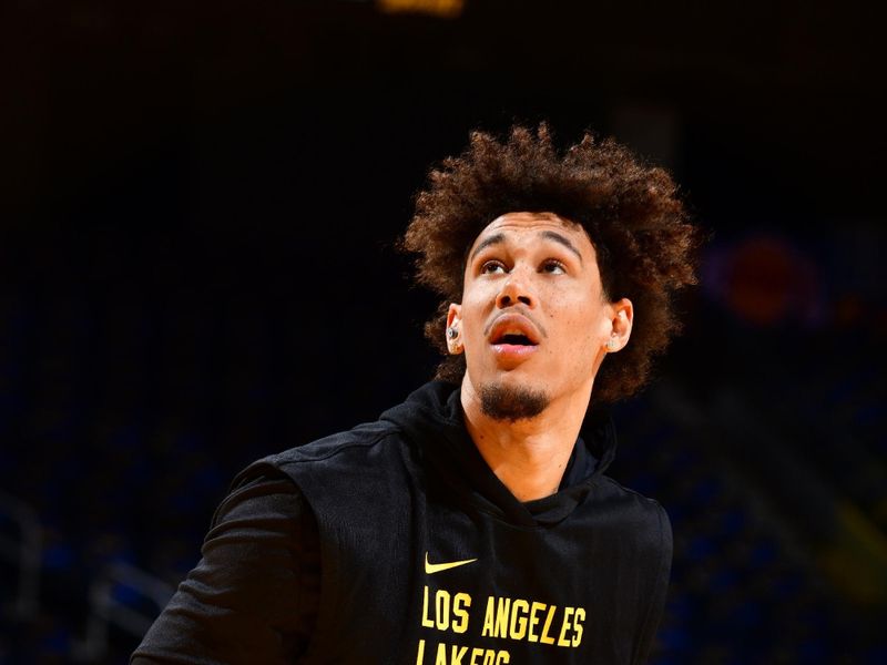SAN FRANCISCO, CA - JANUARY 27:  Jaxson Hayes #11 Of the Los Angeles Lakers warms up before the game against the Golden State Warriors on January 27, 2024 at Chase Center in San Francisco, California. NOTE TO USER: User expressly acknowledges and agrees that, by downloading and or using this photograph, user is consenting to the terms and conditions of Getty Images License Agreement. Mandatory Copyright Notice: Copyright 2024 NBAE (Photo by Barry Gossage/NBAE via Getty Images)