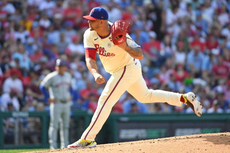 Sep 15, 2024; Philadelphia, Pennsylvania, USA; Philadelphia Phillies pitcher José Ruiz (66) throws a pitch during the ninth inning against the New York Mets at Citizens Bank Park. Mandatory Credit: Eric Hartline-Imagn Images