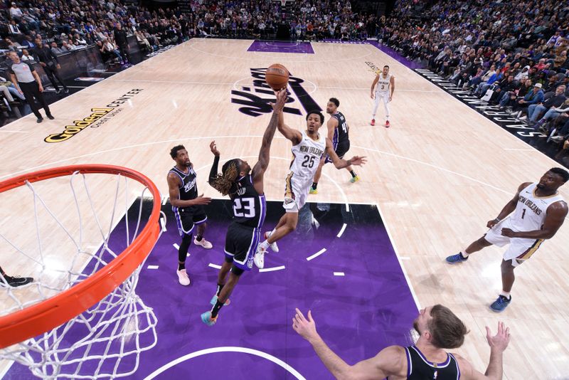 SACRAMENTO, CA - FEBRUARY 8:  Trey Murphy III #25 of the New Orleans Pelicans shoots the ball during the game against the Sacramento Kings on February 8, 2025 at Golden 1 Center in Sacramento, California. NOTE TO USER: User expressly acknowledges and agrees that, by downloading and or using this Photograph, user is consenting to the terms and conditions of the Getty Images License Agreement. Mandatory Copyright Notice: Copyright 2025 NBAE (Photo by Rocky Widner/NBAE via Getty Images)