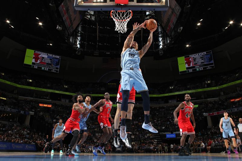 MEMPHIS, TN - OCTOBER 28: Brandon Clarke #15 of the Memphis Grizzlies drives to the basket during the game against the Chicago Bulls on October 28, 2024 at FedExForum in Memphis, Tennessee. NOTE TO USER: User expressly acknowledges and agrees that, by downloading and or using this photograph, User is consenting to the terms and conditions of the Getty Images License Agreement. Mandatory Copyright Notice: Copyright 2024 NBAE (Photo by Joe Murphy/NBAE via Getty Images)