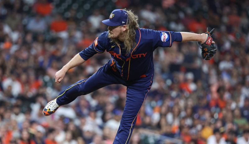 May 1, 2023; Houston, Texas, USA; Houston Astros relief pitcher Ryne Stanek (45) delivers a pitch during the seventh inning against the San Francisco Giants at Minute Maid Park. Mandatory Credit: Troy Taormina-USA TODAY Sports