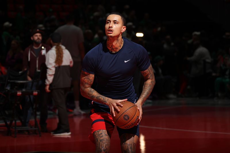 WASHINGTON, DC -? NOVEMBER 22: Kyle Kuzma #33 of the Washington Wizards warms up before the game against the Boston Celtics during the Emirates NBA Cup game on November 22, 2024 at Capital One Arena in Washington, DC. NOTE TO USER: User expressly acknowledges and agrees that, by downloading and or using this Photograph, user is consenting to the terms and conditions of the Getty Images License Agreement. Mandatory Copyright Notice: Copyright 2024 NBAE (Photo by Stephen Gosling/NBAE via Getty Images)