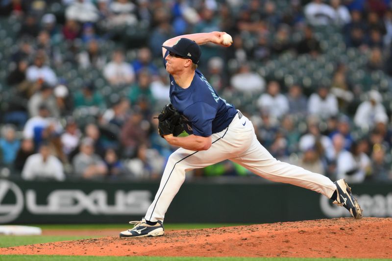 Jun 11, 2024; Seattle, Washington, USA; Seattle Mariners relief pitcher Trent Thornton (46) pitches to the Chicago White Sox during the seventh inning at T-Mobile Park. Mandatory Credit: Steven Bisig-USA TODAY Sports