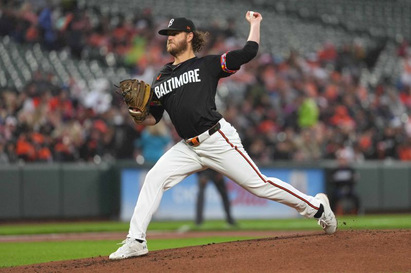 May 10, 2024; Baltimore, Maryland, USA; Baltimore Orioles pitcher Cole Irvin (19) delivers in the second inning against the Arizona Diamondbacks at Oriole Park at Camden Yards. Mandatory Credit: Mitch Stringer-USA TODAY Sports