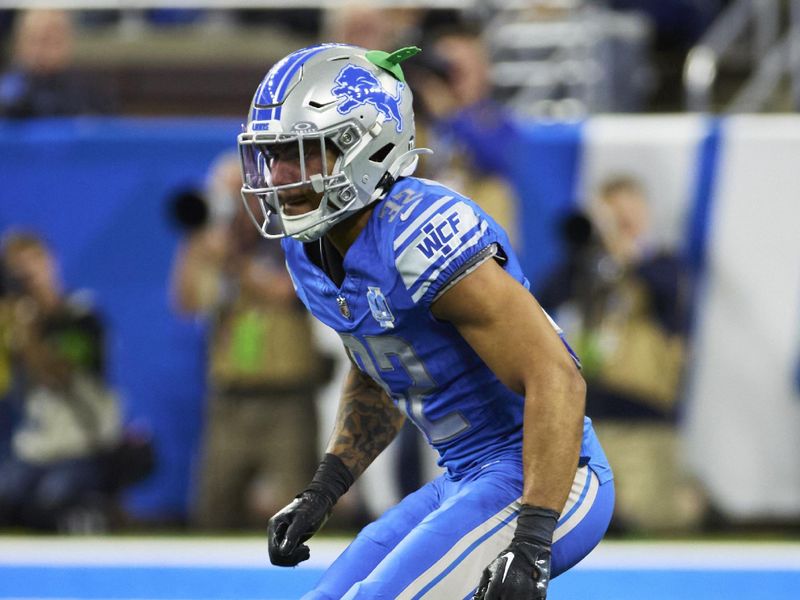 Detroit Lions safety Brian Branch (32) pursues a play on defense against the Chicago Bears during an NFL football game at Ford Field in Detroit, Sunday, Nov. 19, 2023. (AP Photo/Rick Osentoski)