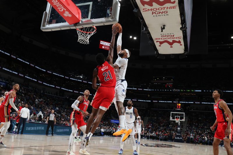 NEW ORLEANS, LA - JANUARY 29: Daniel Gafford #21 of the Dallas Mavericks drives to the basket during the game against the New Orleans Pelicans on January 29, 2025 at the Smoothie King Center in New Orleans, Louisiana. NOTE TO USER: User expressly acknowledges and agrees that, by downloading and or using this Photograph, user is consenting to the terms and conditions of the Getty Images License Agreement. Mandatory Copyright Notice: Copyright 2025 NBAE (Photo by Layne Murdoch Jr./NBAE via Getty Images)