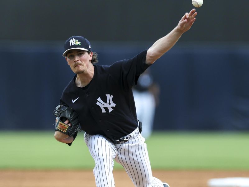 Mar 14, 2026; Tampa, Florida, USA; New York Yankees starting pitcher Max Fried (54) throws a pitch against the Philadelphia Phillies in the second inning during spring training at George M. Steinbrenner Field. Mandatory Credit: Nathan Ray Seebeck-Imagn Images