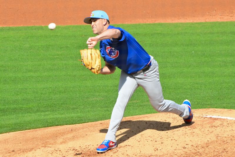Feb 26, 2026; Tempe, Arizona, USA; Chicago Cubs pitcher Matthew Boyd (16) throws a pitch in the second inning against the Los Angeles Angels at Tempe Diablo Stadium. Mandatory Credit: Matt Kartozian-Imagn Images