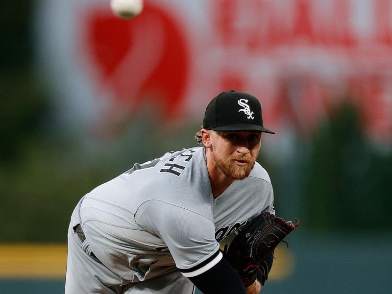 Aug 18, 2023; Denver, Colorado, USA; Chicago White Sox starting pitcher Michael Kopech (34) pitches in the first inning against the Colorado Rockies at Coors Field. Mandatory Credit: Isaiah J. Downing-USA TODAY Sports