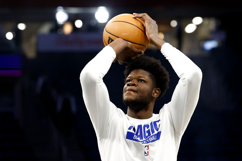 ORLANDO, FLORIDA - DECEMBER 14: Mo Bamba #11 of the Orlando Magic warms up prior to the game against the Atlanta Hawks at Amway Center on December 14, 2022 in Orlando, Florida. NOTE TO USER: User expressly acknowledges and agrees that, by downloading and or using this photograph, User is consenting to the terms and conditions of the Getty Images License Agreement. (Photo by Douglas P. DeFelice/Getty Images)