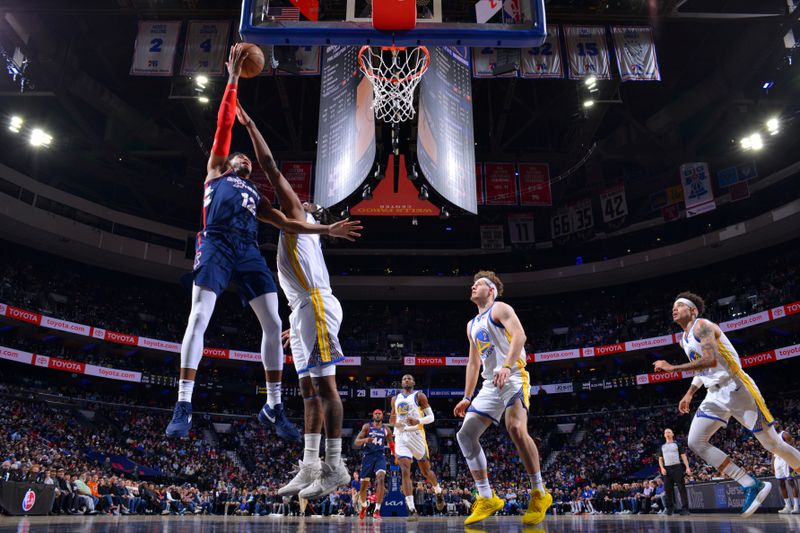 PHILADELPHIA, PA - FEBRUARY 7:  Tobias Harris #12 of the Philadelphia 76ers goes to the basket during the game on February 7, 2024 at the Wells Fargo Center in Philadelphia, Pennsylvania NOTE TO USER: User expressly acknowledges and agrees that, by downloading and/or using this Photograph, user is consenting to the terms and conditions of the Getty Images License Agreement. Mandatory Copyright Notice: Copyright 2024 NBAE (Photo by Jesse D. Garrabrant/NBAE via Getty Images)