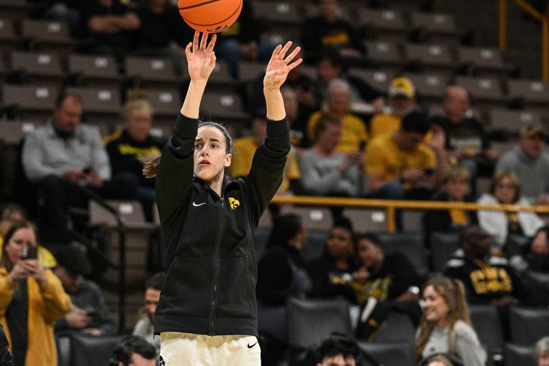 Feb 8, 2024; Iowa City, Iowa, USA; Iowa Hawkeyes guard Caitlin Clark (22) warms up before the game against the Penn State Nittany Lions at Carver-Hawkeye Arena. Mandatory Credit: Jeffrey Becker-USA TODAY Sports