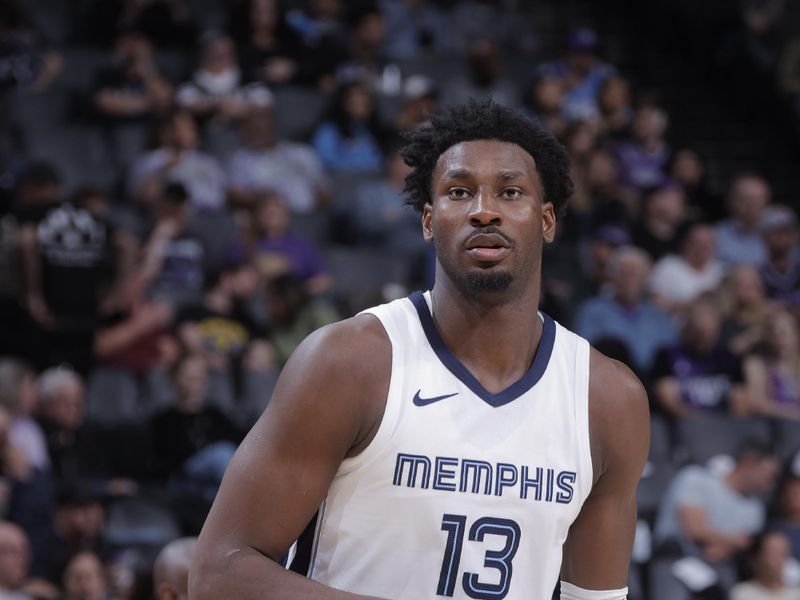 SACRAMENTO, CA - MARCH 18: Jaren Jackson Jr. #13 of the Memphis Grizzlies handles the ball during the game against the Sacramento Kings on March 18, 2024 at Golden 1 Center in Sacramento, California. NOTE TO USER: User expressly acknowledges and agrees that, by downloading and or using this Photograph, user is consenting to the terms and conditions of the Getty Images License Agreement. Mandatory Copyright Notice: Copyright 2024 NBAE (Photo by Rocky Widner/NBAE via Getty Images)