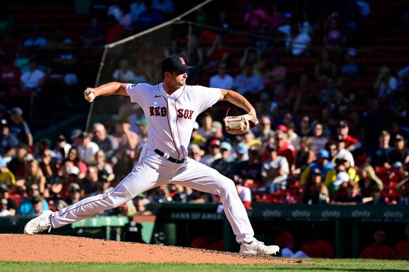 Sep 14, 2023; Boston, Massachusetts, USA; Boston Red Sox starting pitcher Garrett Whitlock (22) pitches against the New York Yankees during the eighth inning at Fenway Park. Mandatory Credit: Eric Canha-USA TODAY Sports