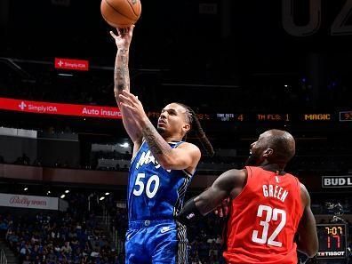 ORLANDO, FL - OCTOBER 25: Cole Anthony #50 of the Orlando Magic shoots the ball during the game against the Houston Rockets on October 25, 2023 at Amway Center in Orlando, Florida. NOTE TO USER: User expressly acknowledges and agrees that, by downloading and or using this photograph, User is consenting to the terms and conditions of the Getty Images License Agreement. Mandatory Copyright Notice: Copyright 2023 NBAE (Photo by Gary Bassing/NBAE via Getty Images)