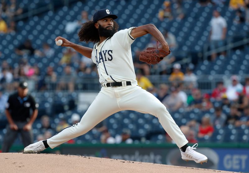 Aug 13, 2023; Pittsburgh, PA, USA; Pittsburgh Pirates starting pitcher Andre Jackson (41) delivers a pitch against the Cincinnati Reds during the first inning at PNC Park. Mandatory Credit: Charles LeClaire-USA TODAY Sports