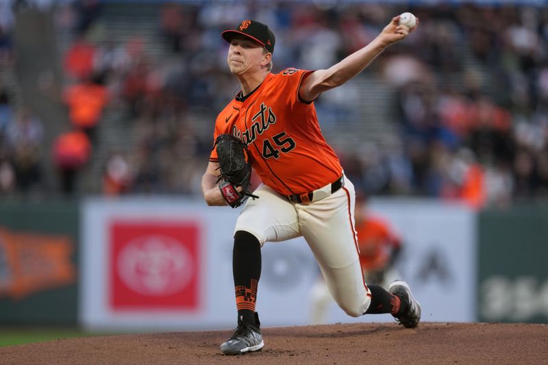 Apr 26, 2024; San Francisco, California, USA; California Golden Bears quarterback Fernando Mendoza (center left) hands off the ceremonial first pitch baseball to running back Jaydn Ott (center right) before the game between the San Francisco Giants and the Pittsburgh Pirates at Oracle Park. Mandatory Credit: Darren Yamashita-USA TODAY Sports