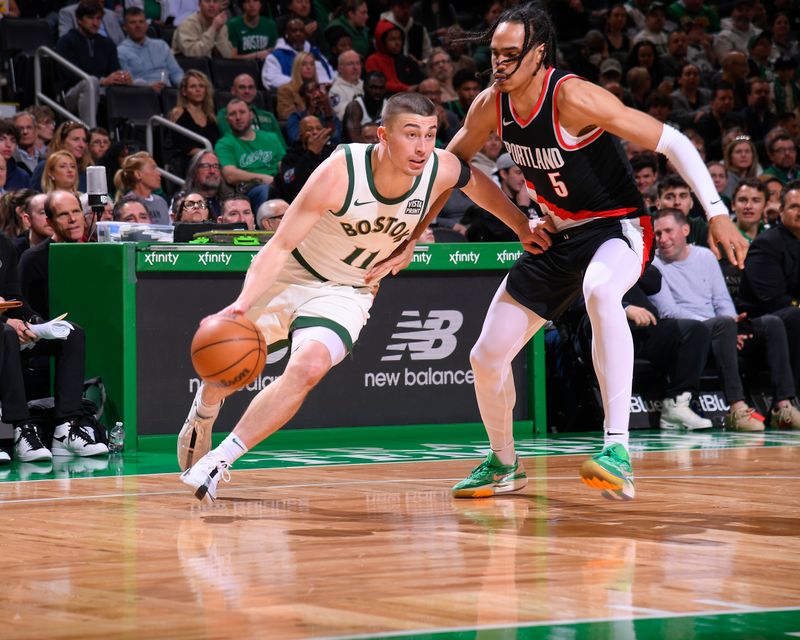 BOSTON, MA - APRIL 7: Payton Pritchard #11 of the Boston Celtics goes to the basket during the game on April 7, 2024 at the TD Garden in Boston, Massachusetts. NOTE TO USER: User expressly acknowledges and agrees that, by downloading and or using this photograph, User is consenting to the terms and conditions of the Getty Images License Agreement. Mandatory Copyright Notice: Copyright 2024 NBAE  (Photo by Brian Babineau/NBAE via Getty Images)