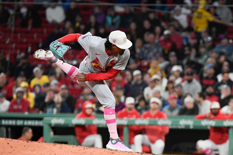 May 14, 2023; Boston, Massachusetts, USA; St. Louis Cardinals relief pitcher Genesis Cabrera (92) pitches against the Boston Red Sox during the seventh inning at Fenway Park. Mandatory Credit: Eric Canha-USA TODAY Sports