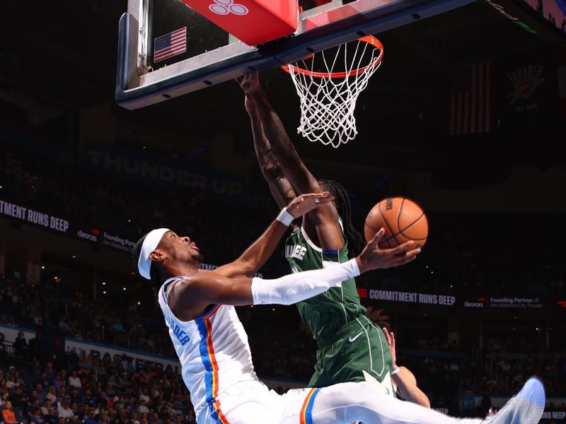 OKLAHOMA CITY, OK - FEBRUARY 3:  Shai Gilgeous-Alexander #2 of the Oklahoma City Thunder shoots the ball during the gamea gainst the Milwaukee Buckson February 3, 2025 at Paycom Center in Oklahoma City, Oklahoma. NOTE TO USER: User expressly acknowledges and agrees that, by downloading and or using this photograph, User is consenting to the terms and conditions of the Getty Images License Agreement. Mandatory Copyright Notice: Copyright 2025 NBAE (Photo by Zach Beeker/NBAE via Getty Images)