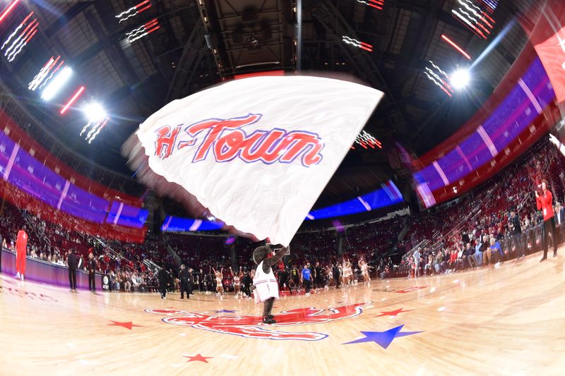 HOUSTON, TX - JANUARY 20: Mascot Clutch the Bear of the Houston Rockets looks on before the game against the Utah Jazz on January 20, 2024 at the Toyota Center in Houston, Texas. NOTE TO USER: User expressly acknowledges and agrees that, by downloading and or using this photograph, User is consenting to the terms and conditions of the Getty Images License Agreement. Mandatory Copyright Notice: Copyright 2024 NBAE (Photo by Logan Riely/NBAE via Getty Images)