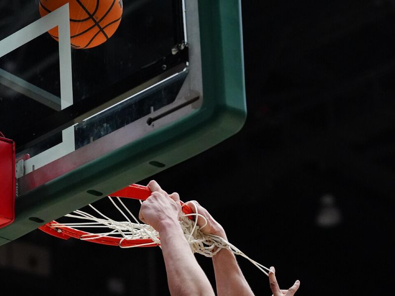 Feb 24, 2023; Fort Collins, Colorado, USA; Colorado State Rams forward Patrick Cartier (12) attempts to dunk against Wyoming Cowboys forward Caden Powell (44) in the second half at Moby Arena. Mandatory Credit: Michael Madrid-USA TODAY Sports