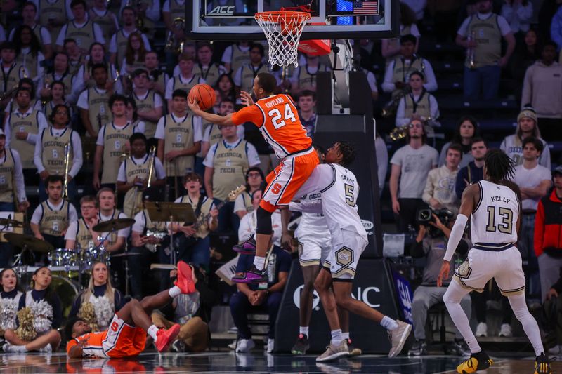 Feb 17, 2024; Atlanta, Georgia, USA; Syracuse Orange guard Quadir Copeland (24) shoots against the Georgia Tech Yellow Jackets in the second half at McCamish Pavilion. Mandatory Credit: Brett Davis-USA TODAY Sports