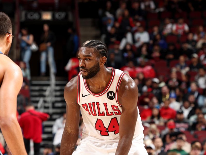 CHICAGO, IL - OCTOBER 19: Patrick Williams #44 of the Chicago Bulls dribbles the ball during the game against the Minnesota Timberwolves on October 19, 2023 at United Center in Chicago, Illinois. NOTE TO USER: User expressly acknowledges and agrees that, by downloading and or using this photograph, User is consenting to the terms and conditions of the Getty Images License Agreement. Mandatory Copyright Notice: Copyright 2023 NBAE (Photo by Jeff Haynes/NBAE via Getty Images)