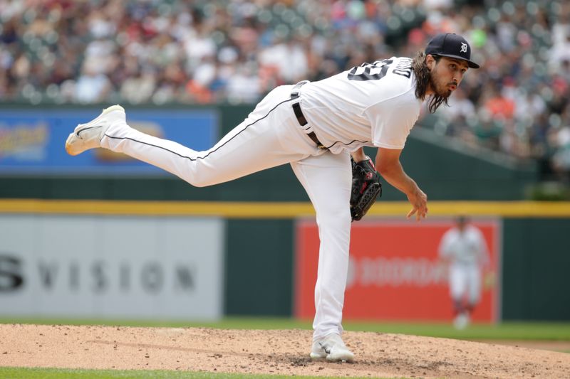 Jul 23, 2023; Detroit, Michigan, USA; Detroit Tigers pitcher Alex Faedo (49) pitches during the third inning at Comerica Park. Mandatory Credit: Brian Bradshaw Sevald-USA TODAY Sports