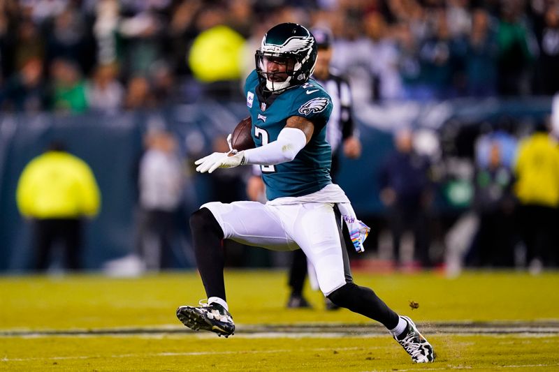 Philadelphia Eagles' Darius Slay in action during an NFL football game, Sunday, Oct. 16, 2022, in Philadelphia. (AP Photo/Matt Rourke)