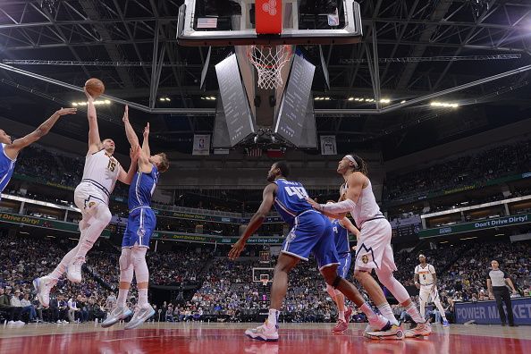 SACRAMENTO, CA - DECEMBER 2: Nikola Jokic #15 of the Denver Nuggets shoots the ball during the game against the Sacramento Kings on December 2, 2023 at Golden 1 Center in Sacramento, California. NOTE TO USER: User expressly acknowledges and agrees that, by downloading and or using this Photograph, user is consenting to the terms and conditions of the Getty Images License Agreement. Mandatory Copyright Notice: Copyright 2023 NBAE (Photo by Rocky Widner/NBAE via Getty Images)