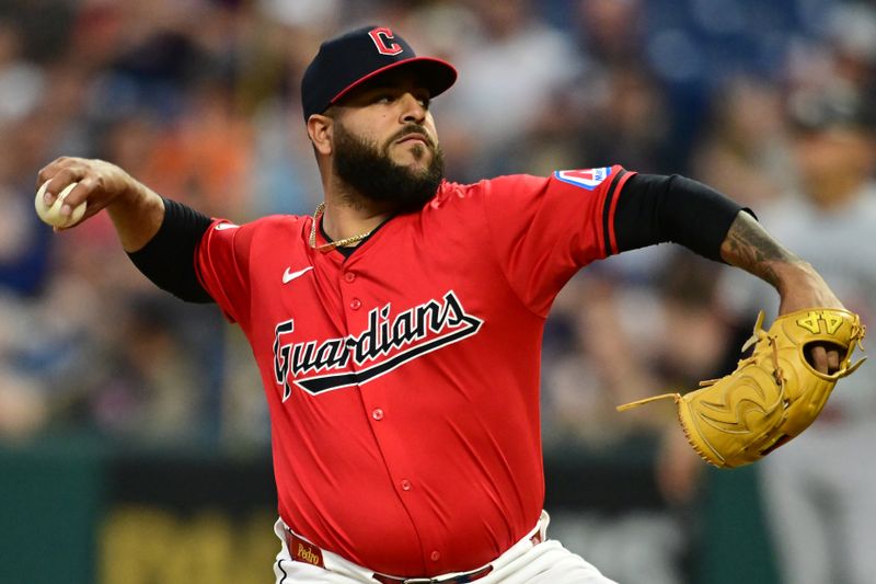 Sep 16, 2024; Cleveland, Ohio, USA; Cleveland Guardians relief pitcher Pedro Avila (60) throws a pitch during the third inning against the Minnesota Twins at Progressive Field. Mandatory Credit: Ken Blaze-Imagn Images