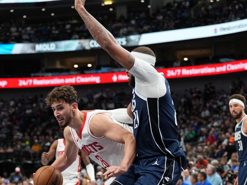 DALLAS, TX - OCTOBER 31: Alperen Sengun #28 of the Houston Rockets dribbles the ball during the game against the Dallas Mavericks on October 31, 2024 at American Airlines Center in Dallas, Texas. NOTE TO USER: User expressly acknowledges and agrees that, by downloading and or using this photograph, User is consenting to the terms and conditions of the Getty Images License Agreement. Mandatory Copyright Notice: Copyright 2024 NBAE (Photo by Glenn James/NBAE via Getty Images)