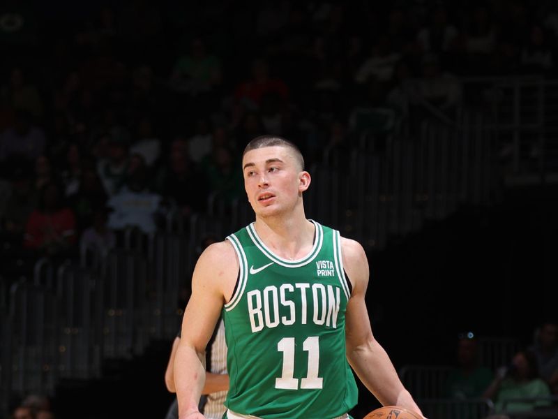 WASHINGTON, DC -? MARCH 17: Payton Pritchard #11 of the Boston Celtics dribbles the ball during the game against the Washington Wizards on March 17, 2024 at Capital One Arena in Washington, DC. NOTE TO USER: User expressly acknowledges and agrees that, by downloading and or using this Photograph, user is consenting to the terms and conditions of the Getty Images License Agreement. Mandatory Copyright Notice: Copyright 2024 NBAE (Photo by Stephen Gosling/NBAE via Getty Images)