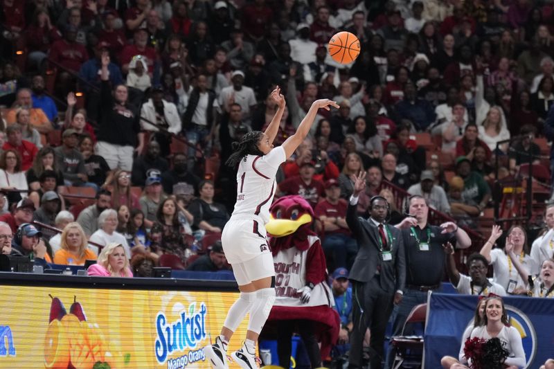 Mar 5, 2023; Greenville, SC, USA; South Carolina Gamecocks guard Zia Cooke (1) in the second half against the South Carolina Gamecocks at Bon Secours Wellness Arena. Mandatory Credit: David Yeazell-USA TODAY Sports