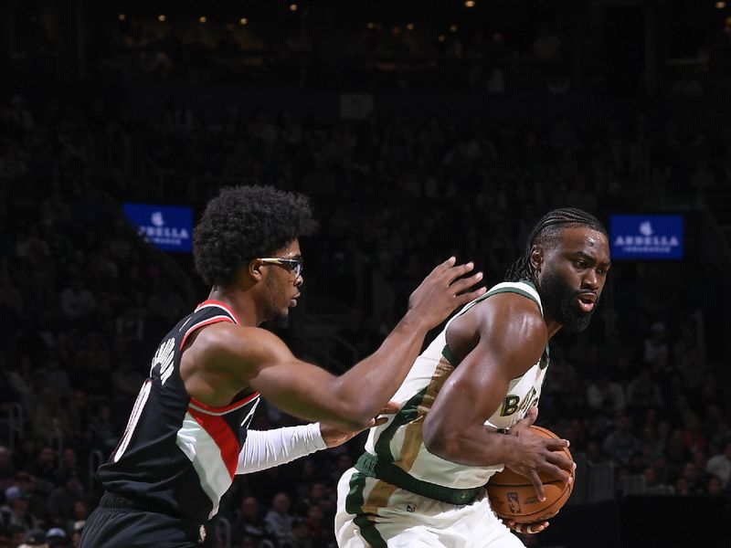 BOSTON, MA - APRIL 7: Jaylen Brown #7 of the Boston Celtics handles the ball during the game on April 7, 2024 at the TD Garden in Boston, Massachusetts. NOTE TO USER: User expressly acknowledges and agrees that, by downloading and or using this photograph, User is consenting to the terms and conditions of the Getty Images License Agreement. Mandatory Copyright Notice: Copyright 2024 NBAE  (Photo by Brian Babineau/NBAE via Getty Images)