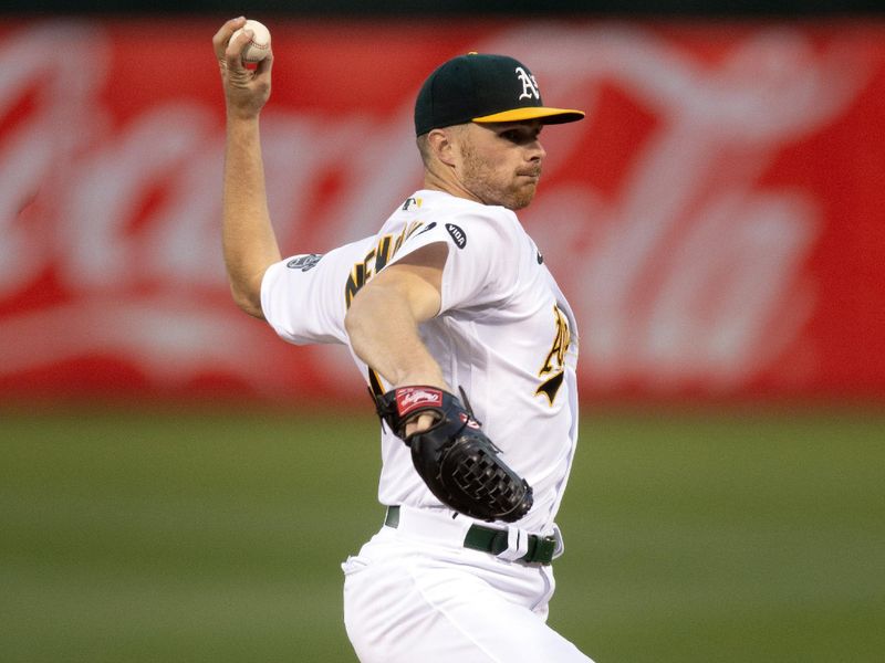 Sep 15, 2023; Oakland, California, USA; Oakland Athletics starting pitcher Sean Newcomb (16) during the second inning at Oakland-Alameda County Coliseum. Mandatory Credit: D. Ross Cameron-USA TODAY Sports