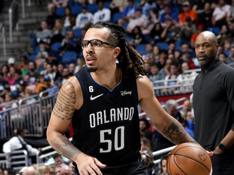 ORLANDO, FL - JANUARY 4: Cole Anthony #50 of the Orlando Magic dribbles the ball against the Oklahoma City Thunder on January 4, 2023 at Amway Center in Orlando, Florida. NOTE TO USER: User expressly acknowledges and agrees that, by downloading and or using this photograph, User is consenting to the terms and conditions of the Getty Images License Agreement. Mandatory Copyright Notice: Copyright 2023 NBAE (Photo by Fernando Medina/NBAE via Getty Images)