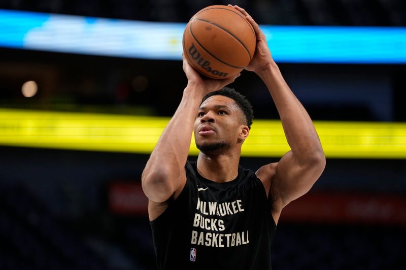 DALLAS, TEXAS - FEBRUARY 03: Giannis Antetokounmpo #34 of the Milwaukee Bucks warms up before a game against the Dallas Mavericks at American Airlines Center on February 03, 2024 in Dallas, Texas. NOTE TO USER: User expressly acknowledges and agrees that, by downloading and or using this photograph, User is consenting to the terms and conditions of the Getty Images License Agreement. (Photo by Sam Hodde/Getty Images)